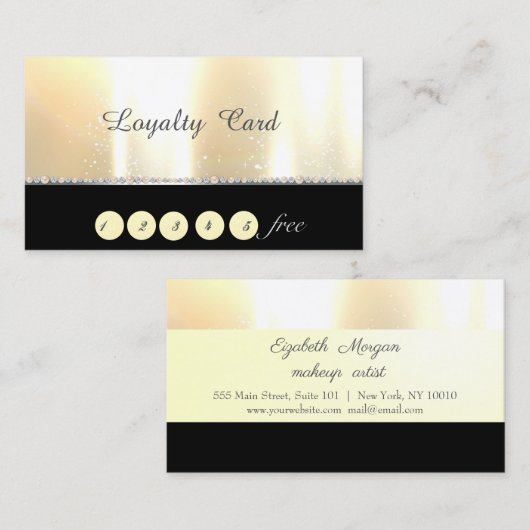 シックエレガントスタイリッシュ金ゴールドロイヤリティカード ロイヤリティカード (正面/裏面)