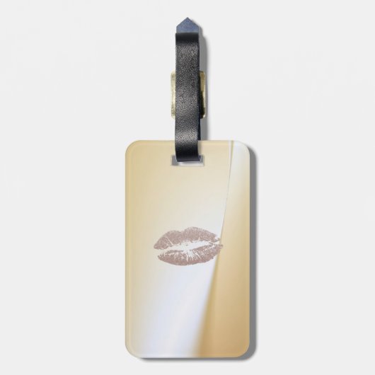 シックエレガントスタイリッシュ – きらびやかな唇パーソナライズされた ラゲッジタグ (裏面縦)