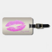 シックエレガントスタイリッシュ – きらびやかな唇パーソナライズされた ラゲッジタグ (正面横)