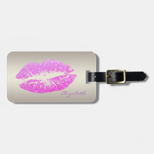 シックエレガントスタイリッシュ – きらびやかな唇パーソナライズされた ラゲッジタグ (正面横)
