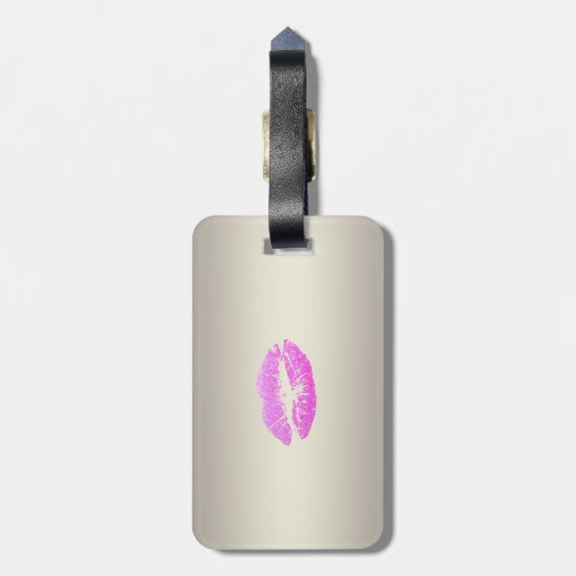 シックエレガントスタイリッシュ – きらびやかな唇パーソナライズされた ラゲッジタグ (裏面縦)