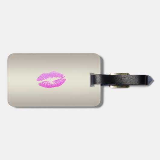 シックエレガントスタイリッシュ – きらびやかな唇パーソナライズされた ラゲッジタグ (裏面横)