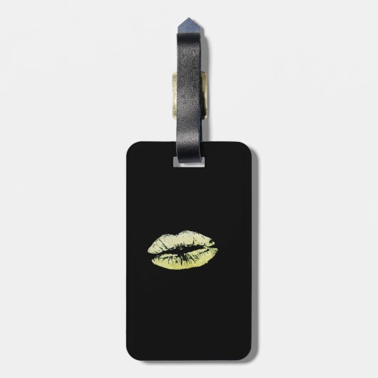 シックエレガントスタイリッシュ – きらびやかな唇パーソナライズされた ラゲッジタグ (裏面縦)
