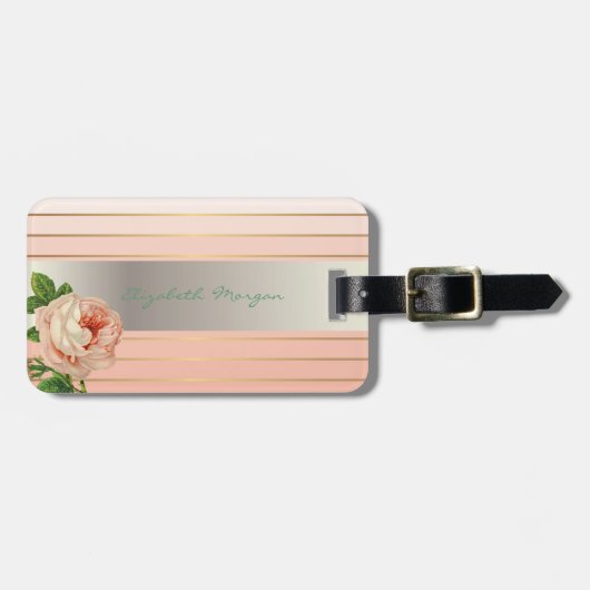 シックエレガントスタイリッシュ,花,バラ ラゲッジタグ (正面横)