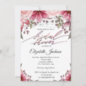 シックエレガントストリングライトフローラブライダルシャワー 招待状 (正面)