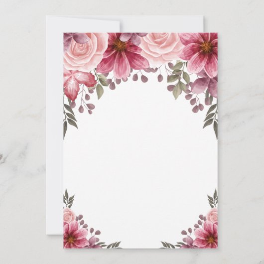 シックエレガントストリングライトフローラブライダルシャワー 招待状 (裏面)