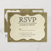 シックエレガントスパークリフェイク金ゴールドグリッター インビテーションポストカード (正面/裏面)