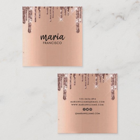 シックエレガントスモダンクエアのミニマリスト スクエア名刺 (正面/裏面)