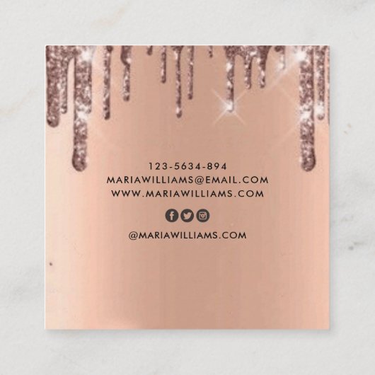 シックエレガントスモダンクエアのミニマリスト スクエア名刺 (裏面)