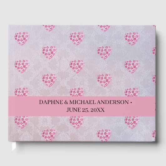 シックエレガントス結婚モダンのシンプル紫色のピンク ゲストブック (正面)