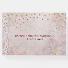 シックエレガントス結婚モダンのシンプル金ゴールド ゲストブック