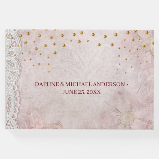 シックエレガントス結婚モダンのシンプル金ゴールド ゲストブック (正面)