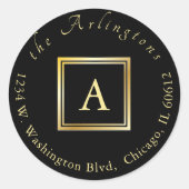 シックエレガントス結婚金ゴールドモノグラム差出人住所 ラウンドシール (正面)