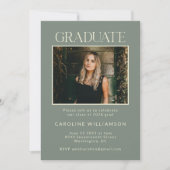 シックエレガントセージグリーンツーフォト卒業パーティー 招待状 (正面)