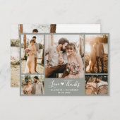 シックエレガントセージグリーン5フォトコラージュ結婚ズ サンキューカード (正面/裏面)