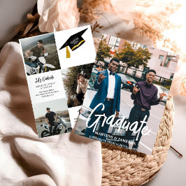 シックエレガントタイポグラフィツイン卒業パーティー 招待状