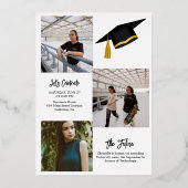 シックエレガントタイポグラフィツイン卒業パーティー 箔招待状 (裏面)