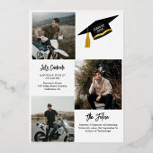 シックエレガントタイポグラフィツイン卒業パーティー 箔招待状 (裏面)