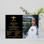 シックエレガントタイポグラフィナース卒業パーティーフォイ 箔招待状 (立ち正面)