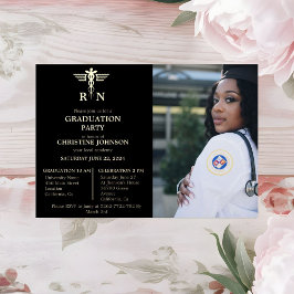 シックエレガントタイポグラフィナース卒業パーティーフォイ 箔招待状