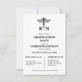 シックエレガントタイポグラフィナース卒業パーティー 招待状 (正面)