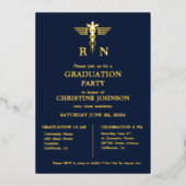 シックエレガントタイポグラフィナース卒業パーティー 箔招待状 (正面)