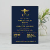 シックエレガントタイポグラフィナース卒業パーティー 箔招待状 (立ち正面)