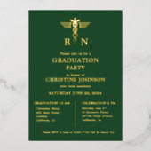 シックエレガントタイポグラフィナース卒業パーティー 箔招待状 (正面)