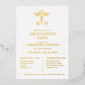 シックエレガントタイポグラフィナース卒業パーティー 箔招待状 (正面)