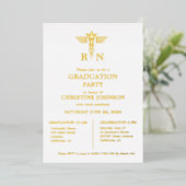 シックエレガントタイポグラフィナース卒業パーティー 箔招待状 (立ち正面)