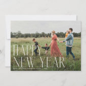 シックエレガントタイポグラフィハッピーニューイヤー1枚 シーズンカード (正面)