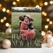 シックエレガントタイポグラフィハッピーニューイヤー1枚 シーズンカード