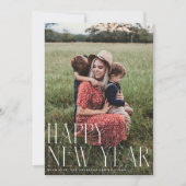 シックエレガントタイポグラフィハッピーニューイヤー1枚 シーズンカード (正面)