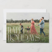 シックエレガントタイポグラフィハッピーホリデーズワンフォト シーズンカード (正面)