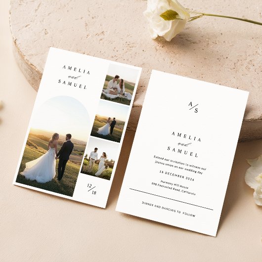 シックエレガントタイポグラフィフォトコラージュ 招待状