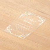 シックエレガントタイポグラフィフローラ結婚ズ アクリル招待状 (レイダウン)