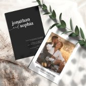 シックエレガントタイポグラフィブラック結婚ズ 招待状