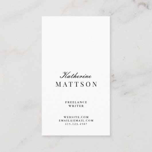 シックエレガントタイポグラフィブラック+ホワイト 名刺 (裏面)