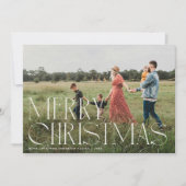 シックエレガントタイポグラフィメリークリスマスワンフォト シーズンカード (正面)