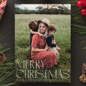 シックエレガントタイポグラフィメリークリスマスワンフォト シーズンカード