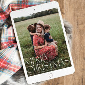 シックエレガントタイポグラフィメリークリスマスワンフォト シーズンカード