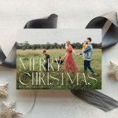 シックエレガントタイポグラフィメリークリスマスワンフォト シーズンカード