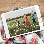 シックエレガントタイポグラフィメリークリスマスワンフォト シーズンカード