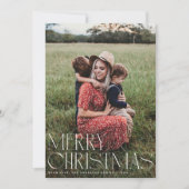 シックエレガントタイポグラフィメリークリスマスワンフォト シーズンカード (正面)