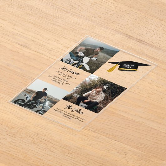 シックエレガントタイポグラフィ卒業パーティー アクリル招待状 (レイダウン)