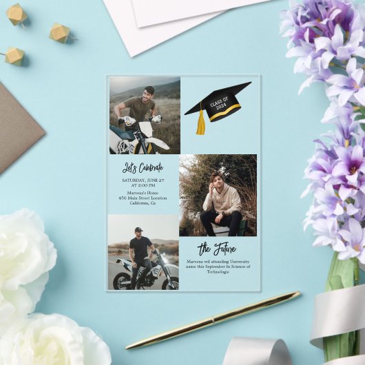 シックエレガントタイポグラフィ卒業パーティー アクリル招待状 (インサイチュ (ウェディング))