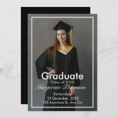 シックエレガントタイポグラフィ卒業パーティー 招待状 (正面/裏面)