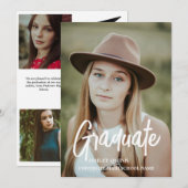 シックエレガントタイポグラフィ卒業パーティー 案内状 (正面/裏面)