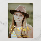 シックエレガントタイポグラフィ卒業パーティー 箔招待状 (正面)