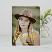 シックエレガントタイポグラフィ卒業パーティー 箔招待状 (立ち正面)